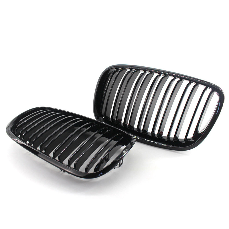 Dual Slats Front Kidney Grille Grill Shiny Black For BMW X5 X6 E70 E71 ...